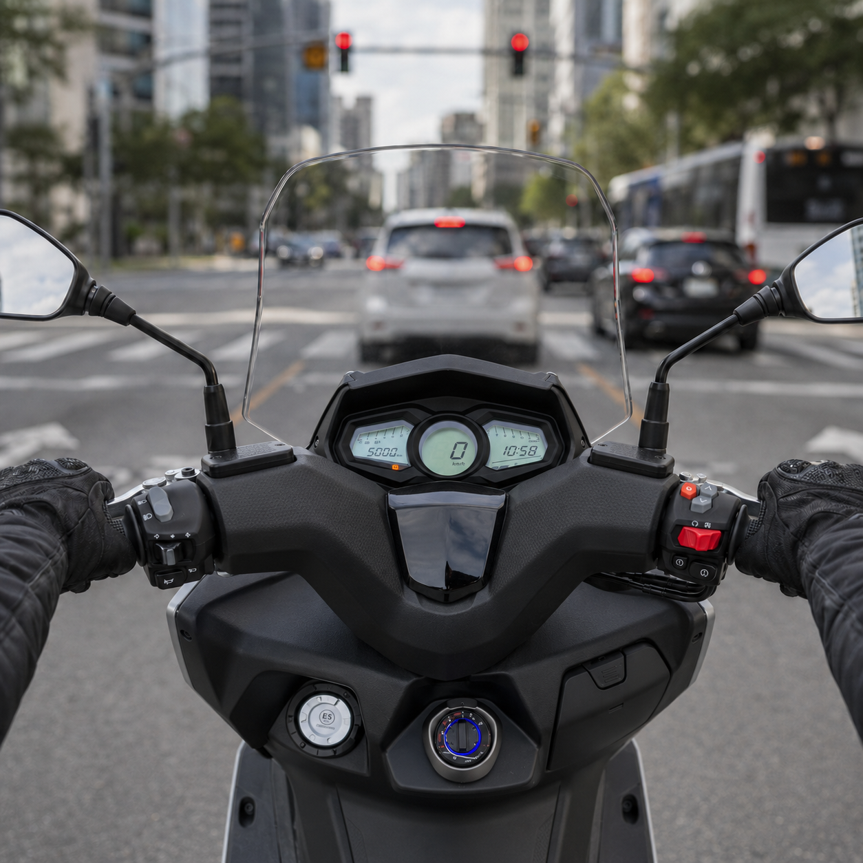 Scooter göstergesinde 5.000 kilometre, periyodik bakım zamanı